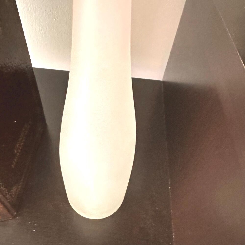 Frosted Glass Spire Bottle Vase Hand Blown Mid Century Modern Long Neck 16 Inch - Picture 14 of 16